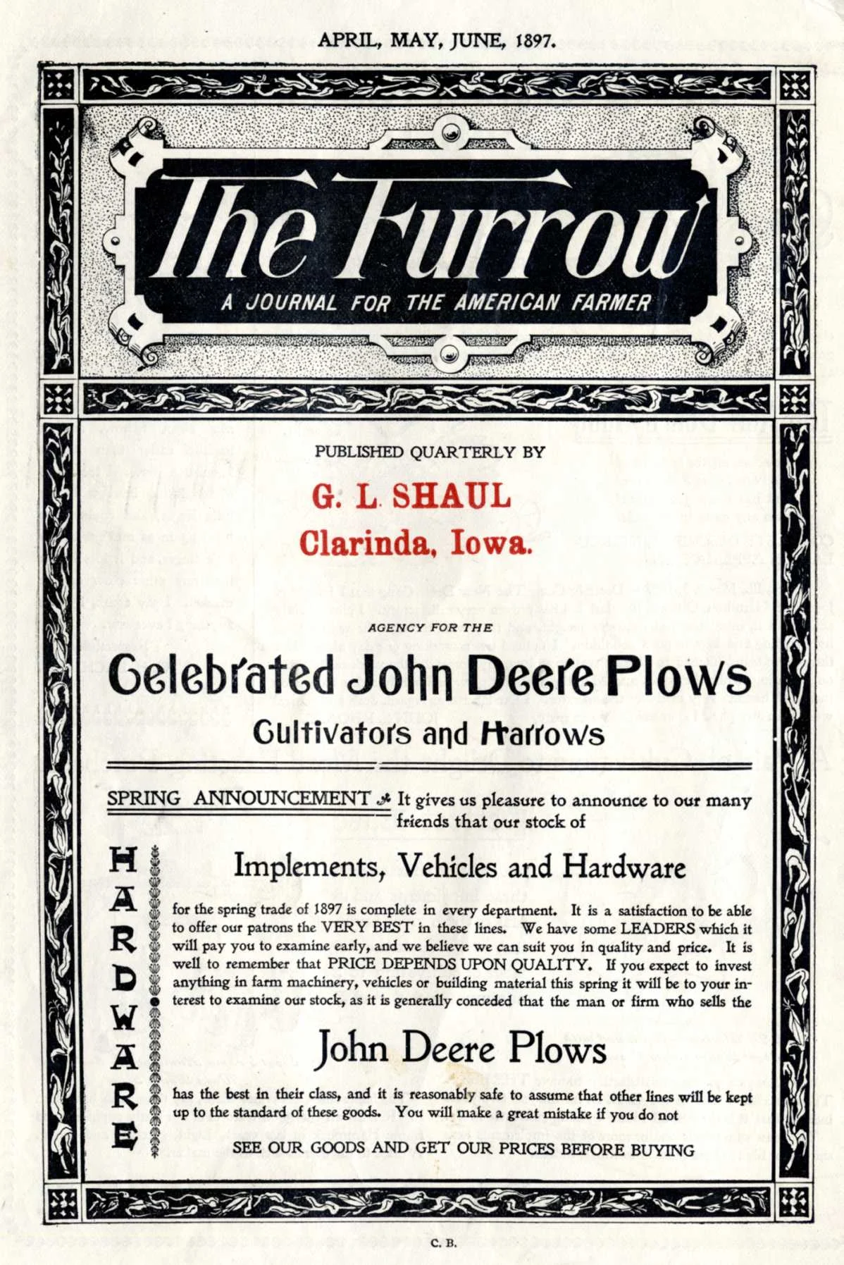 1897 Furrow Front Page 1897